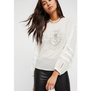 Free People Heart of Gold Embellished Blouse